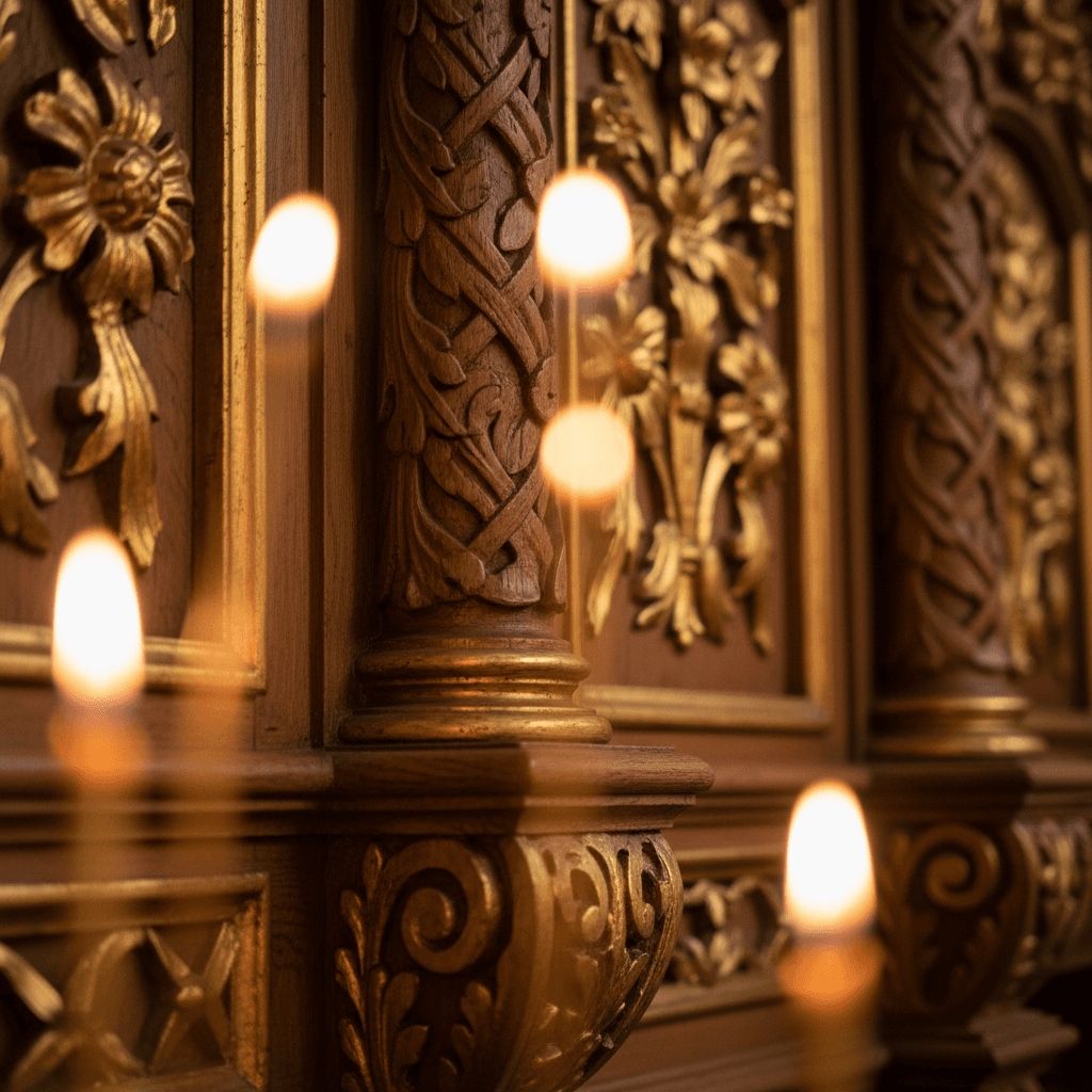 Art & Craftsmanship Focus - carved wooden paneling and gilt details