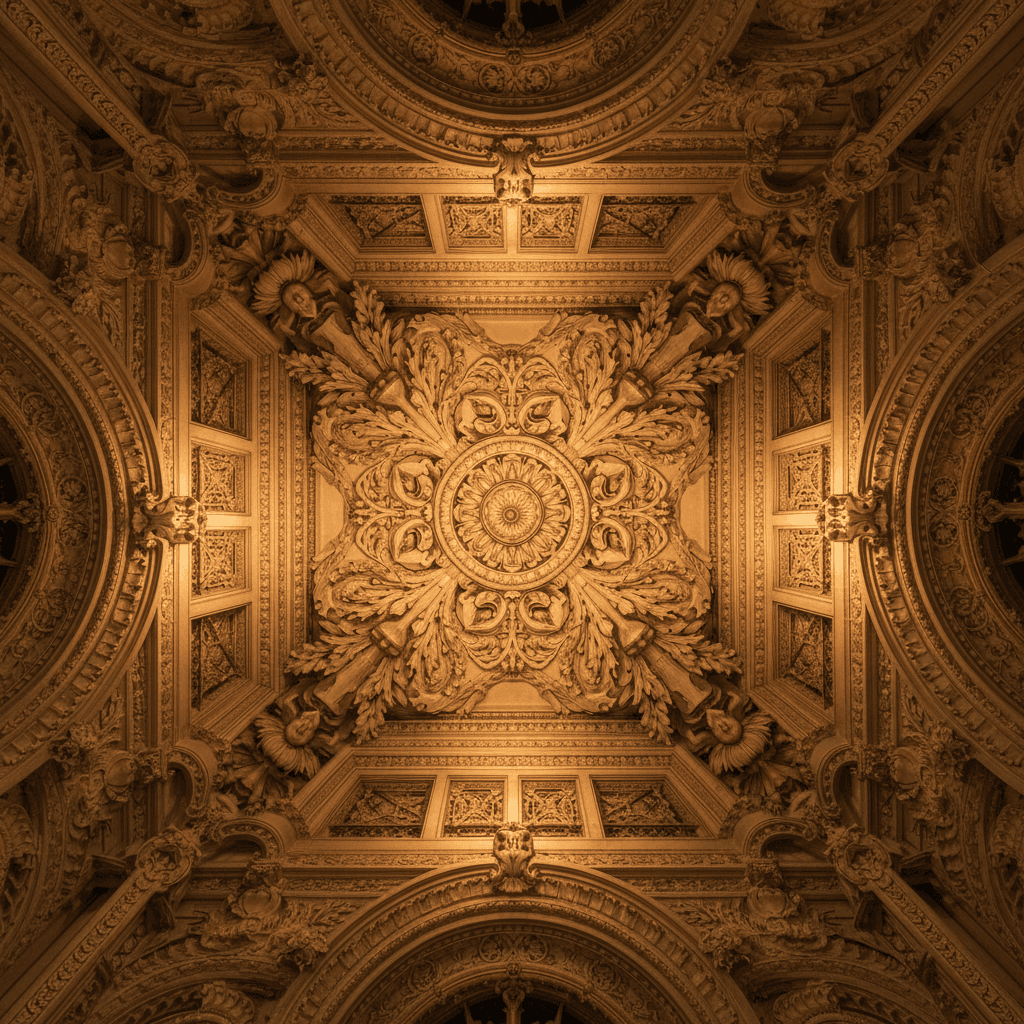 Ornate plasterwork ceiling detail inside a Wren church