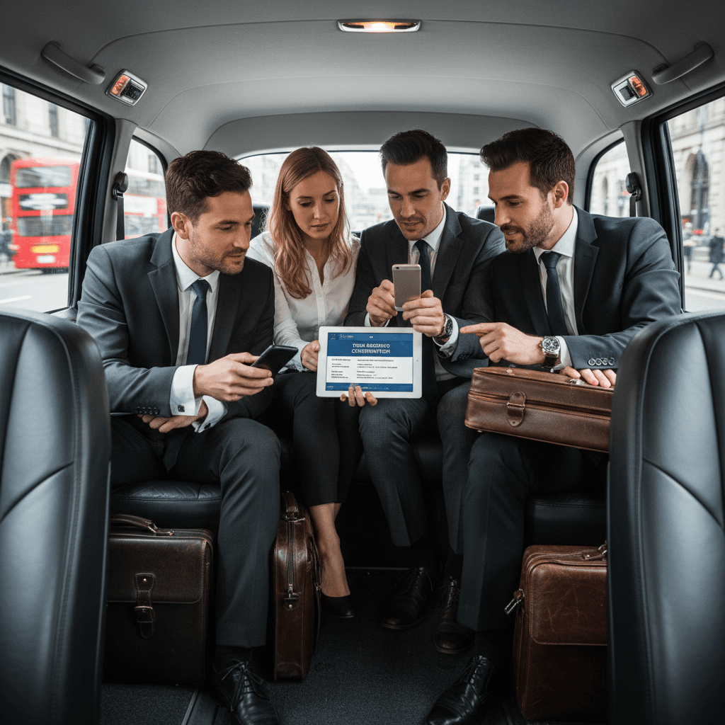 Business group coordinating their booking